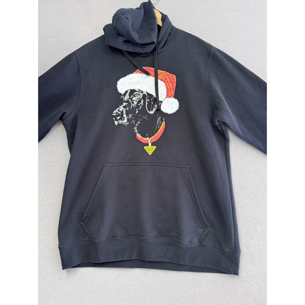 Columbia PHG Mens Black Santa Dog Hoodie Christmas Lab Sweatshirt Medium